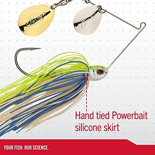 Berkley Power Blade Compact Fishing Spinnerbaits - color: White Chartreuse/Silver + Gold, size: 3/4 oz - Willow Willow