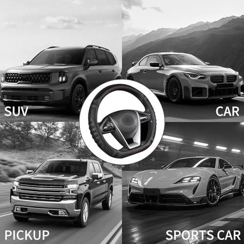 D Shaped Steering Wheel Cover Great Grip with 3D Honeycomb Hole, Anti-Slip Sporty Design, Small 13.5-14 inch(All Black) - color: All Black, size: D Shaped-Small[13.5''-14'']