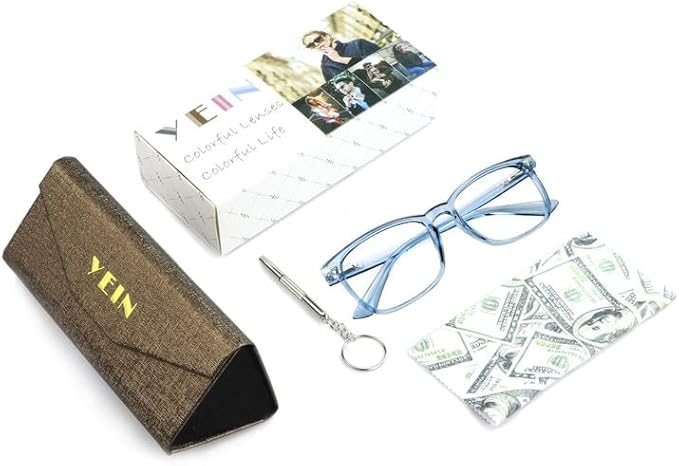 YEIN Bifocal Reading Glasses with Blue Light Blocking Lenses, Bifocal Reader for Women and Men, Vintage Square frame with Spring Hinge (+0.50/+2.50 magnification)