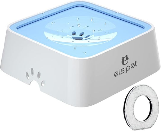 ELS PET No Spill Dog & Cat Bowl - 70oz/2L Large Capacity Travel Water Dispenser (Blue)