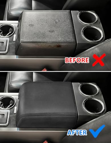 Center Console Cover for Ford F150 XL XLT 2004-2014, Expedition 2007-2014, Lincoln Mark LT 2006-2008, PU Leather Armrest Lid Protector, Anti-Scratch, Black (Fits Bucket Seat Console Only) - size: Bucket Seat, 04-14 F150 XL XLT, black stitch