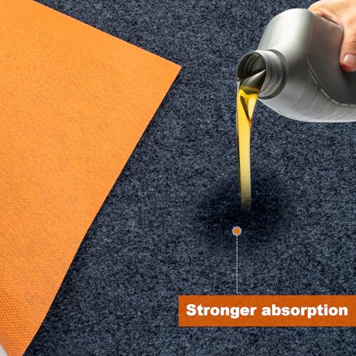 17 * 7.4 Ft Heavy Duty Oil Spill Mat, 6.5mm Thickened Extra Large Garage Floor Mat for Under Car, 1/4" Waterproof Rubber Backing Absorbs Oil Quickly, Washable, Reusable, Durable, Non-Slip - size: 7'2" x 17'
