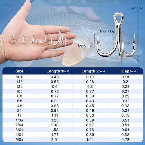 9KM DWLIFE Treble Hooks 4X High Carbon Steel Triple Hooks Fishing Hooks for Big Salmon Trout Bluefish Catfish Hooks 10 pcs - color: Silver, size: 10#