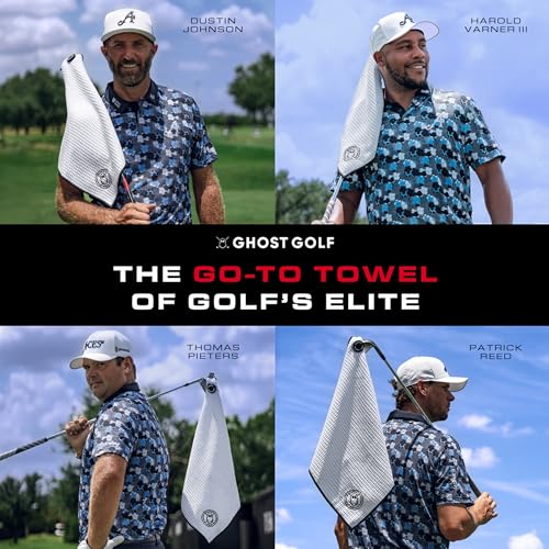 Ghost Golf Magnetic Towel (Caddie) - Ultra-Absorbent Microfiber Golf Towel | With Magnet for Golf Carts or Clubs - 18" x 40" Golfing Gear - Waffle Weave Pattern (Neon Pink) - color: Neon Green