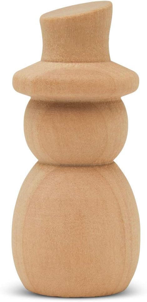 Snowman Peg Dolls 2-13/16 inch, Pack of 25 Wooden Peg Dolls for Christmas Crafting, Nativity Scenes, Holiday Decorations, by Woodpeckers