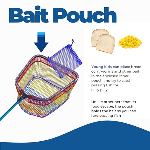 DaddyGoFish Kids Fishing Net - Extendable Telescopic Landing Net for Boy Girl Children Catching Small Fish Crab Shrimp Minnow Dragonfly Beach Pier Lake River Ocean - color: Style 2 (2 Pack, Blue + Green)