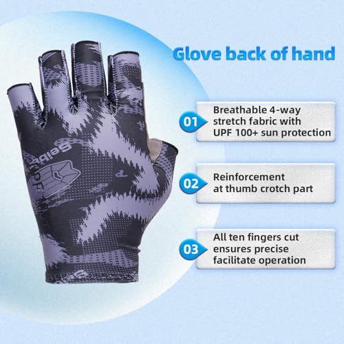 Seibertron S.P.S.G-2 UPF100+ Sun/UV Protection Fishing Adult & Youth Glove - color: black, size: L Adult