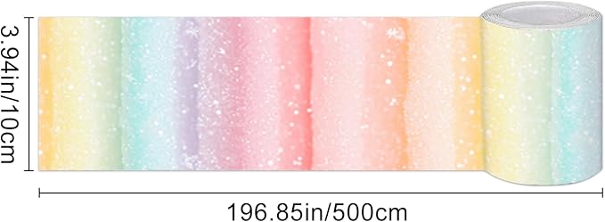 HOMETITUTE Wallpaper Border Peel and Stick Wall Border Rainbow Stripe