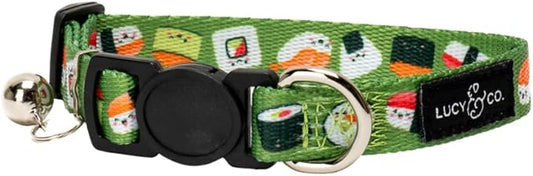 Lucy & Co. How I Roll Breakaway Cat Collar with Bell – Designer Print Adjustable Safety Collar for Cats, Kittens & Small Dogs, Lightweight Pet Collar for Boy & Girl Cats – Large