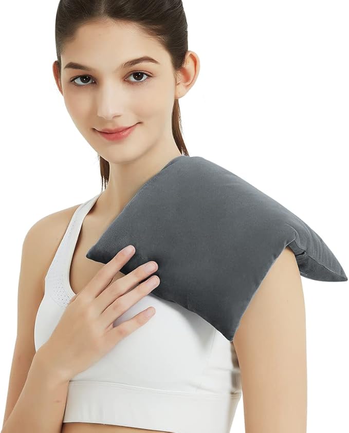 Heating Pad Microwavable with Washable Cover, 8 x 12 Multipurpose Microwave Heating Pad for Neck and Shoulders, Moist Heat Bean Bag Warm Compress for Knee, Muscles, Joints, Wrist, Abdomen (Dark Gray)