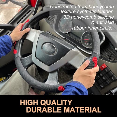PINCTROT XL Size 17.5-18 Inch Comfy Grip Steering Wheel Cover for Semi Truck, Fits RV, Big Rig Trucker, 18 Wheeler and Classic Cars, Anti-Slip Design 17.5-18 Inch(Silicone Red) - color: 2.Red, size: Extra Large Size[17 1/2''-18'']