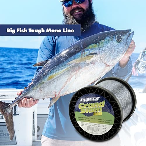 HI-SEAS Grand Slam Monofilament Fishing Line - Strong & Abrasion Resistant in Clear, Pink, Green, Smoke Blue, Fluorescent Yellow Freshwater & Saltwater – Quarter Pound Spool - color: Pink, style: 8 Lb Test, 0.27 Mm Dia, 1830 Yd