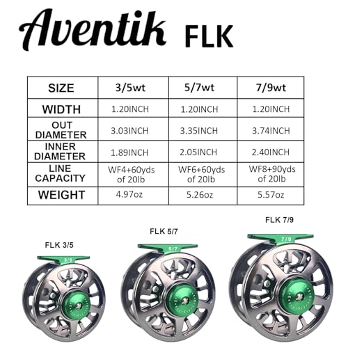 Aventik FLK II Fly Fishing Reel Aluminum Trout 3/5, 5/7, 7/9wt Large Arbor Freshwater Fly Reel - size: 7/9wt, style: Silver-without Line
