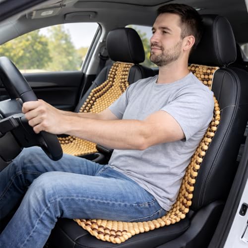 ZONETECH Wood Beaded Seat Cushion 4-Pack - Premium Quality Massaging Double Strung for Stress-Free Driving All Day,Universal Fit for Vehicles and Office Chairs - size: 4 PACK