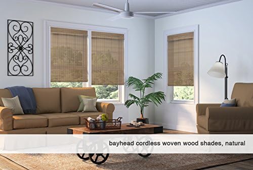 Cordless Woven Wood Roman Shades, 60W x 48H, Eastfield Ash, Sizes 20-72 Wide