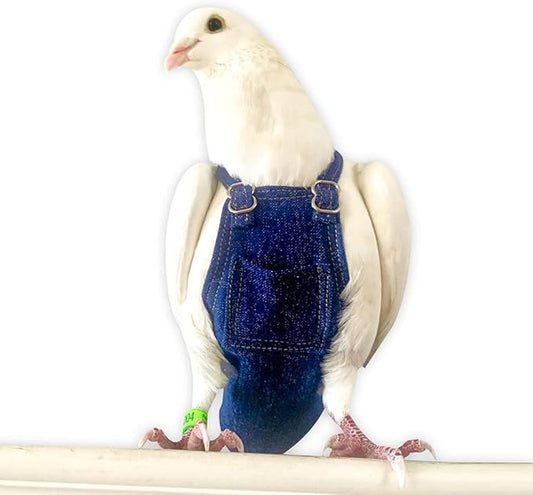 Bev's Bird Boutique Regular Flyper Adjustable Bird Diaper | Reusable, Washable Cloth | Comfort Fit for Parrot, Cockatiels, & Other Small Birds | Fashionable Avian Accessories, Dungaree Jeans, Size 9