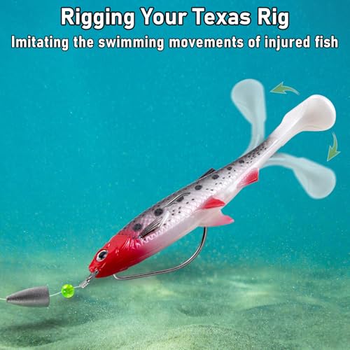 Alwonder 2-Pack Fishing Swimbait Soft Plastic Lures Saltwater, 6.1IN Texas Rig Paddle Tail Swim Baits Freshwater, Sinking Paddle Tail Soft Lure Bait for Pike Musky Bass Tarpon Halibut Mackerel Grouper - color: Pink and Black