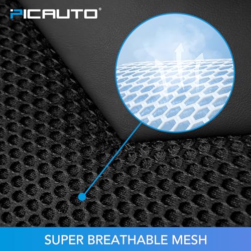 PIC AUTO Car Seat Cover, Super Breathable Mesh Front Seat Cover for Cars, Beige Leather Seat Covers, Universal Fit, Durable, Airbag Compatible, Suitable for SUVs, Trucks, Sedans, and Vehicles - color: Beige