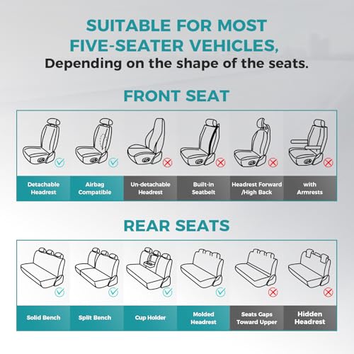 Leather Car Seat Covers Full Set, Breathable Faux Leather Seat Covers for Cars SUV Sedan Waterproof Grey - color: Grey