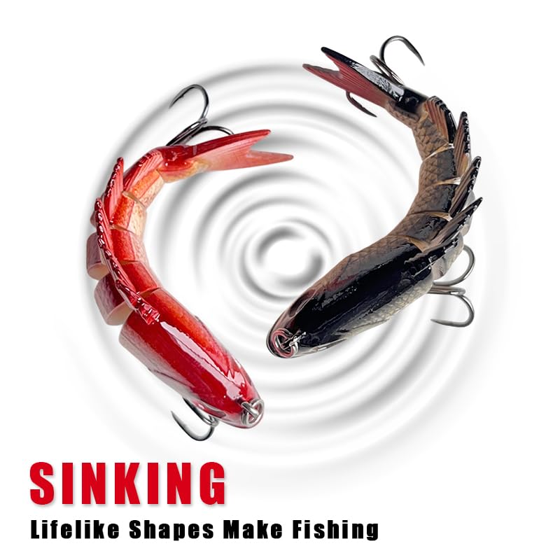 3pcs Multi-Jointed Panfish Bluegill Swimbait Hard Sinking Bass Fishing Lure with Sharp Treble Hooks, Lifelike Fishing Lures for Bass Trout Walleye Crappie, Amazing Swimbaits Gift - color: 03-3.15inches