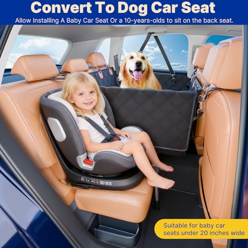 Convertible Back Seat Extender for Dogs, Foldable 400lb Hard Bottom Dog Car Seat Cover for Back Seat, Waterproof Dog Hammock Bed Backseat Cover for Dogs in Car SUV Truck Pet Seat Cover Black XL - size: XL