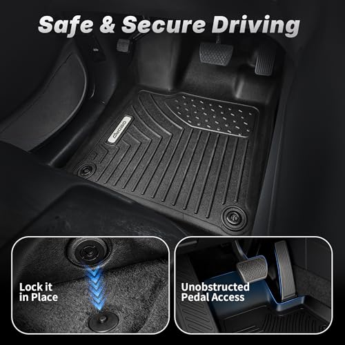 OEDRO Floor Mats Fit for 2019-2020 Hyundai Santa Fe Limited/SE/SEL/SEL Plus/Ultimate 5 Passenger, TPE All-Weather Custom Fit Floor Liners for Santa Fe Accessories, 1st and 2nd Row Car Mats Set, Black - style: 2019-2020 1st & 2nd