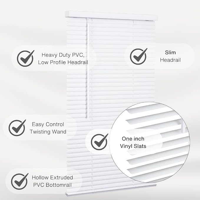 LOTUS & WINDOWARE Cordless Mini Blind, 30.5" Wide x 60" Long