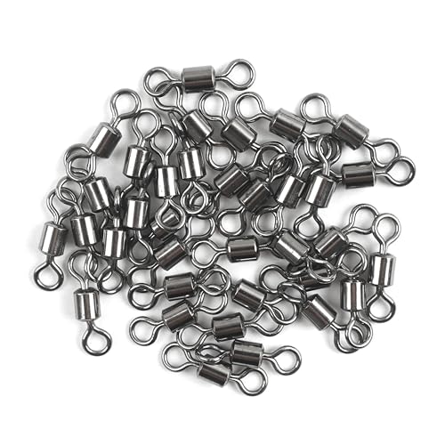 Barrel Swivels Fishing Tackle, 20/80pcs Heavy Duty Fishing Swivel Connector Stainless Steel Black Nickel Rolling Swivels Saltwater Freshwater 30-1322lb - size: 80pcs--4#--77lb