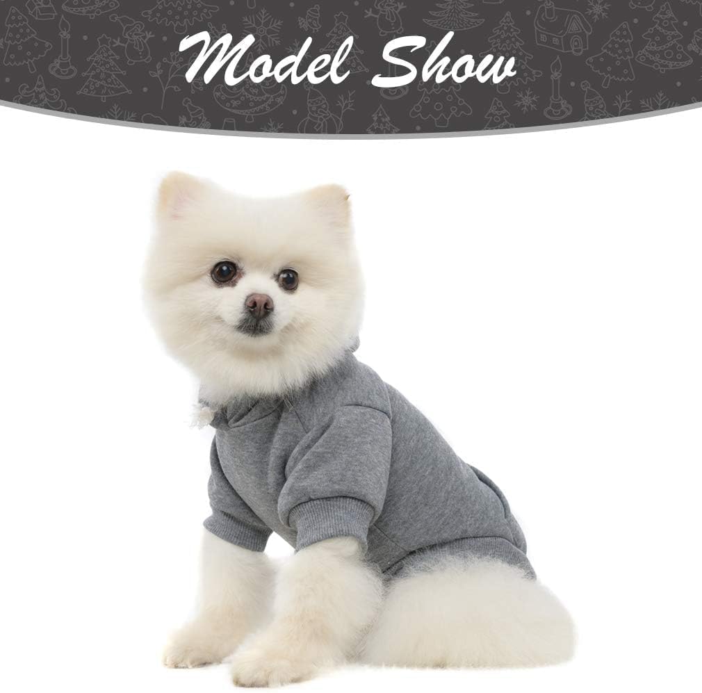KOOLTAIL Basic Dog Hoodie - Soft and Warm Dog Hoodie Sweater with Leash Hole and Pocket, Dog Winter Coat, Cold Weather Clothes Sweatshirt for Small Medium Large Dogs Puppy Cat Boys Girls Grey SM