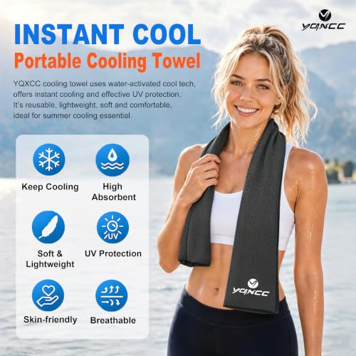 YQXCC 4 Pack Cooling Towels 40"x12", Cold Cool for Neck & Face | Cooling Neck Wraps, Soft Breathable Microfiber Chilly Towels, Ideal for Gym, Yoga, Golf, Running, Camping & Hot Weather - color: Green*1 + Dark Blue*1 + Dark Gray*2
