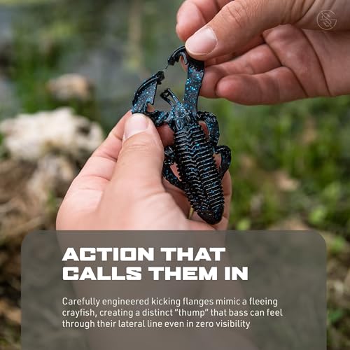 Googan Squad Bandito Bug Fishing Lures – Soft Bait for Bass Fishing, Swim Baits with Unique Kicking Action, Saltwater and Freshwater Fishing Gear, Pack of 6 (4 inches) - color: Blue Baby