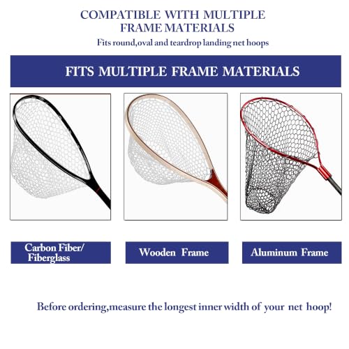 Rubber Fishing Net Replacement Hook Resist Fishing Nets for Fly Fish Landing Net, Trout Nets,Rubber Mesh Bag 4 Size - color: Black, size: XL:Fits Hoop 23.6"-25"|Net Dia.23.6"|Depth:18"