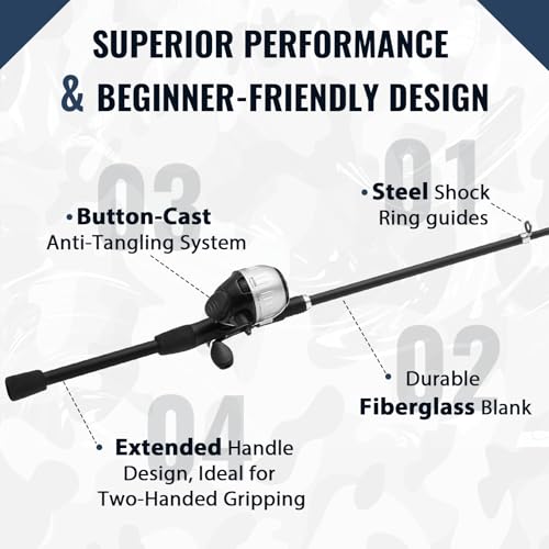 WIDDEN Kids Fishing Pole, Youth Fishing Rod and Reel Combo - Telescopic Portable Fishing Pole with Tackle Box Bag Starter Anglers Set, Fishing Gear Kit for Boys Girls Teens Age 5-18 and Beginners - color: Silver + White
