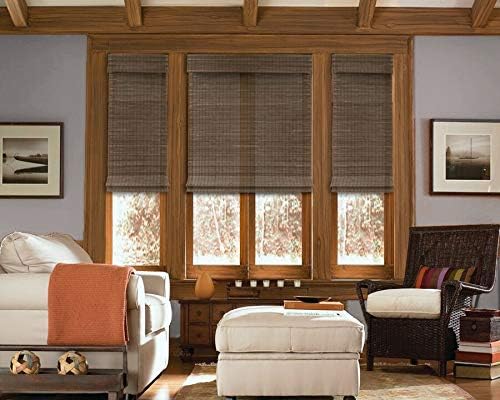 Cordless Woven Wood Roman Shades, 27W x 36H, Sarasota Cocoa, Sizes 20-72 Wide