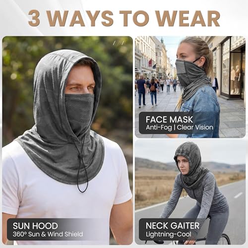 YANIKY Summer Cooling Balaclava with Breathable Holes, Sun UV Protection Face Mask for Running, Cycling, Fishing, Men & Women - color: gray Tones Set (Black/Dark Gray/Light Gray)