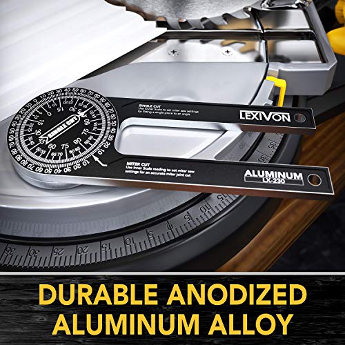 LEXIVON Aluminum Miter Saw Protractor | 7-Inch Rust Proof Angle Finder Featuring Precision Laser Engraved Scales (LX-230) - size: 7 Inch