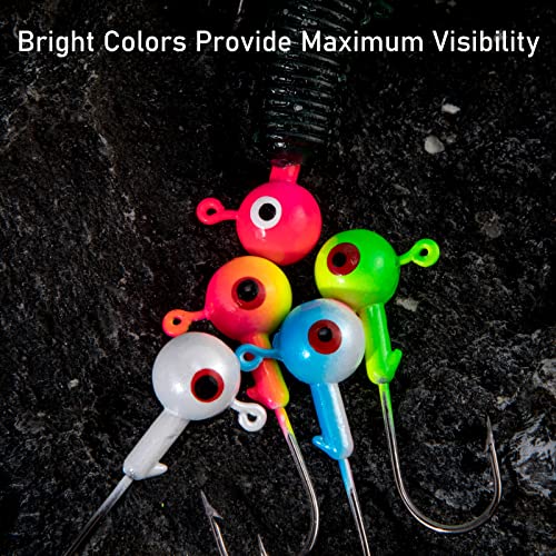 Dr.Fish 20 Pack Fishing Jig Heads, Crappie Jig Round Ball Head Freshwater Fishing Hooks Bass Trout Panfish Walleye Bluegill Saltwater - color: Orange/Yellow, size: 1/16oz-Hook #4