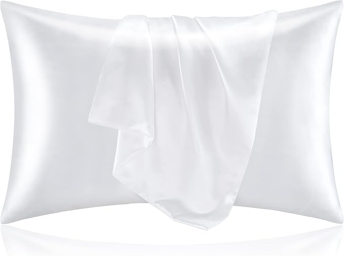 BEDELITE Satin Pillowcase for Hair and Skin, Super Soft and Cooling Similar to Silk Pillow Cases 2 Pack with Envelope Closure, Gift for Women Men(20"x40" King Size, White)