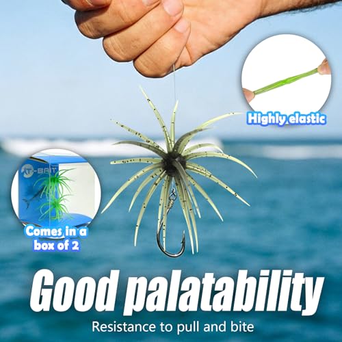 4Pcs Dice Bait, Floating TPR Swimbait with Reflective Stars,Tentacle Creature Lure, Sea Urchin Style Soft Plastic Baits, for Bass Fishing Drop Shot, Wacky Rig/Neko Rig and Finesse, Slow Sinking - color: Grass Green(L), size: 11cm/4.33inch