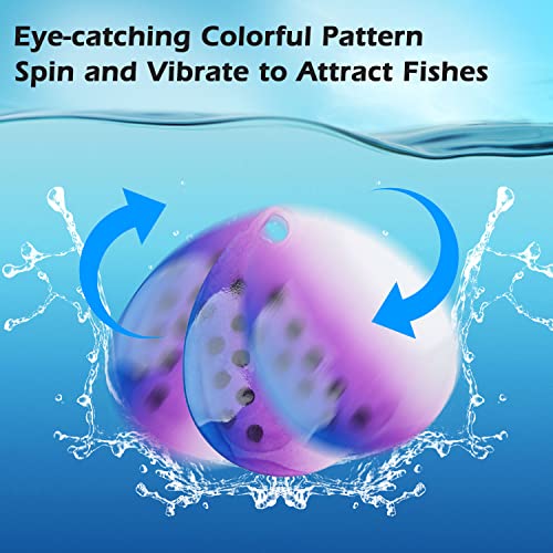 35pcs Fishing Spinner Blades Colorful Colorado Blades Kit Lure Making Supplies Easy Spin Fishing Spoons for DIY Inline Spinner Spinnerbaits Walleye Rig Freshwater Saltwater - color: Purple & White