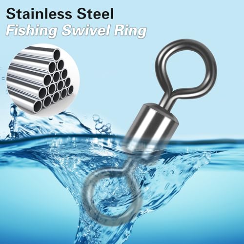 Barrel Swivels Fishing Tackle, 20/80pcs Heavy Duty Fishing Swivel Connector Stainless Steel Black Nickel Rolling Swivels Saltwater Freshwater 30-1322lb - size: 80pcs--4#--77lb