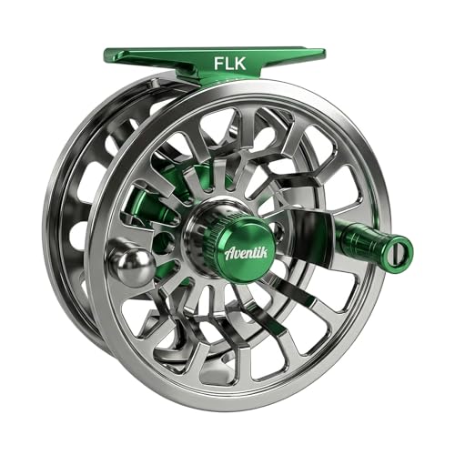 Aventik FLK II Fly Fishing Reel Aluminum Trout 3/5, 5/7, 7/9wt Large Arbor Freshwater Fly Reel - size: 7/9wt, style: Silver-without Line