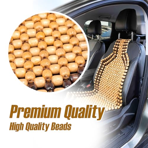 ZONETECH Wood Beaded Seat Cushion 2-Pack Premium Quality Car Massaging Double Strung Wood Beaded Seat Cushion for Stress Free All Day - size: 2-pk