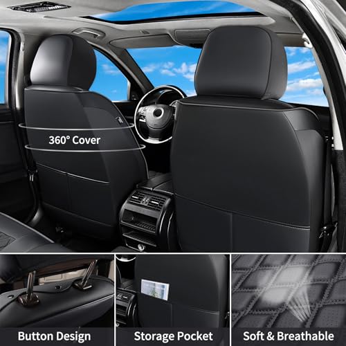 Huidasource Silverado Faux Leather Seat Covers Full Coverage Custom Fit for Truck Chevy Chevrolet Silverado Sierra 1500 2007-2025, 2500HD 3500HD 2015-2025 Crew Double Extended Cab (Front Pair/Black) - color: Black, size: Front (2007-2025)