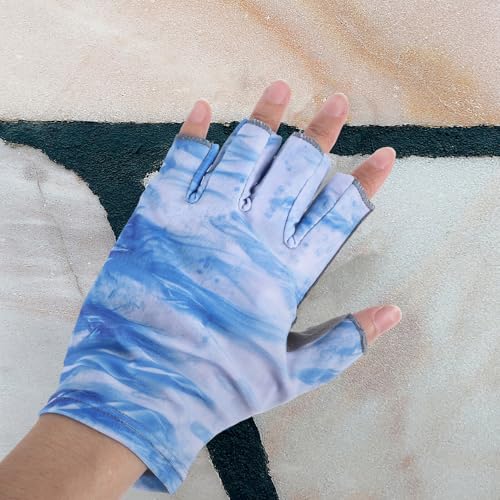 SECFOU Fishing Gloves Fingerless Upf50+ Sun Protection Wear-Resistant Outdoor Cooling Gloves for Men and Women Non-Slip Breathable for Fishing and Cycling