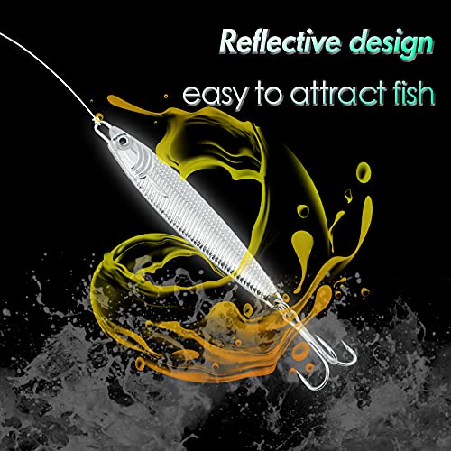 Dr.Fish Fishing Jigs Jigging Spoon Saltwater Fishing Lure Casting Metal Spoon Surf Fishing Mackerel Striper Lures Stinger Bluefish Vertical Diamond Jig - color: Green, size: 1oz-3 Pieces