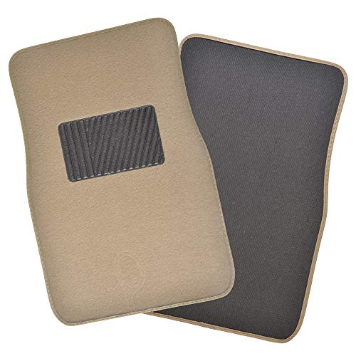 Motor Trend Premium Inter-Lock Backing Carpet Car Floor Mats - Front & Rear, Thick & Durable Auto Protection, Fits Most Cars Truck SUV Coupe Sedan - color: Medium Beige