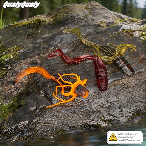QualyQualy Soft Fishing Lures Soft Plastic Kit with Skirt 10pcs Soft Bait Grub for Bass, Crappie Wacky Worms Baits Set 2.95" for Texas Carolina Rig Kit - color: Green -10pcs