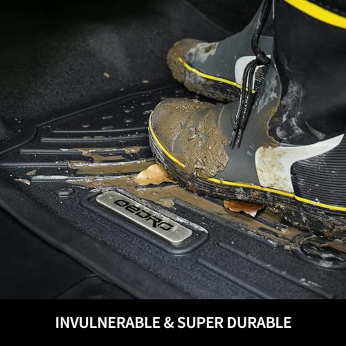 OEDRO Floor Mats Fit for 2019-2020 Hyundai Santa Fe Limited/SE/SEL/SEL Plus/Ultimate 5 Passenger, TPE All-Weather Custom Fit Floor Liners for Santa Fe Accessories, 1st and 2nd Row Car Mats Set, Black - style: 2019-2020 1st & 2nd
