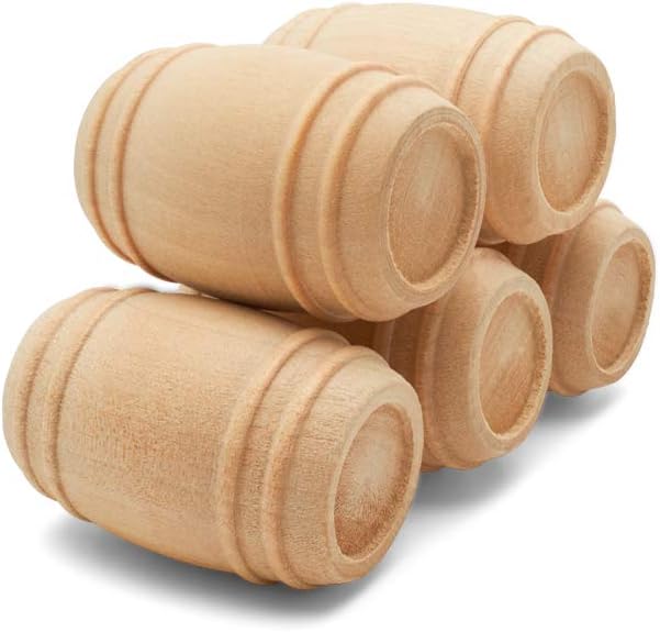 Wooden Pickle Barrel 1-5/8 Inch, Pack of 25, Small Unfinished Cargo Drums, Perfect for Miniatures, Scale Models, Mini Train Making or Woodworking Craft Projects, by Woodpeckers